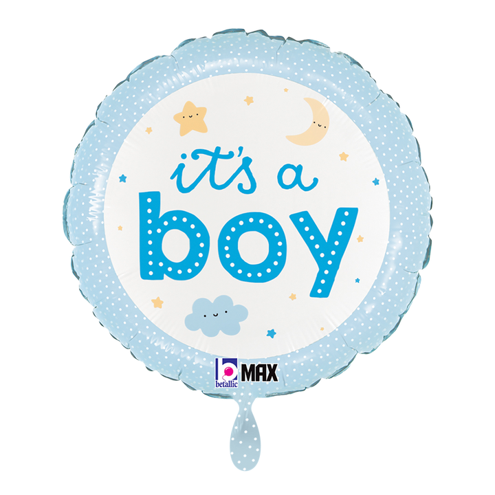 Folienballon „It’s a Boy“ – Rund – 43 cm – Babyshower & Geburt -1