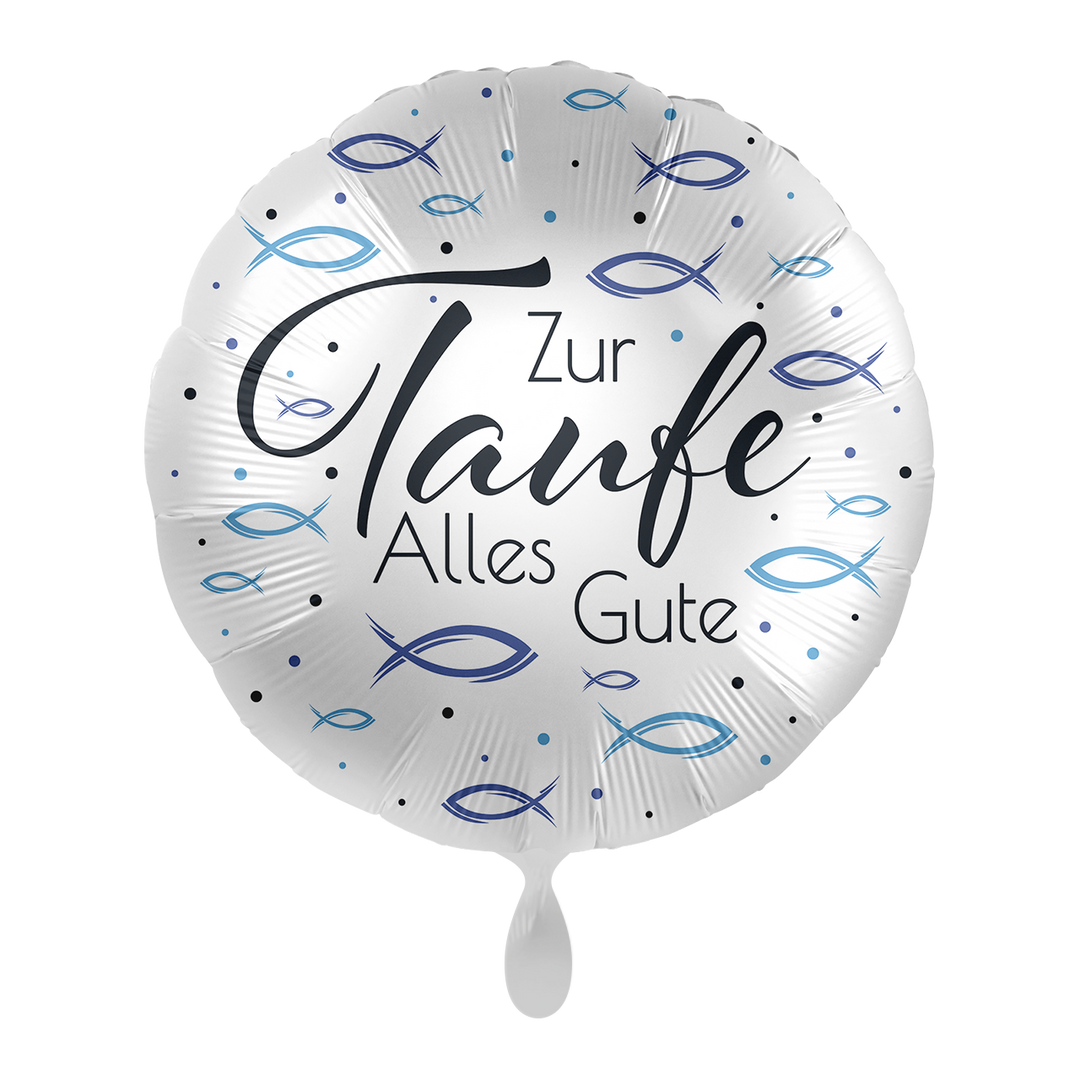 Ein Geschenk zur Taufe gesucht? Mit unseren schönen Ballons mit Taufmotiven ist garantiert das Richtige dabei! Mit der Aufschrift "Zur Taufe alles Gute" und kleinen Fisch Motiven, bei jeder Taufe ein kleines Highlight.   Ballon kann mit Helium und luftgefüllt werden.