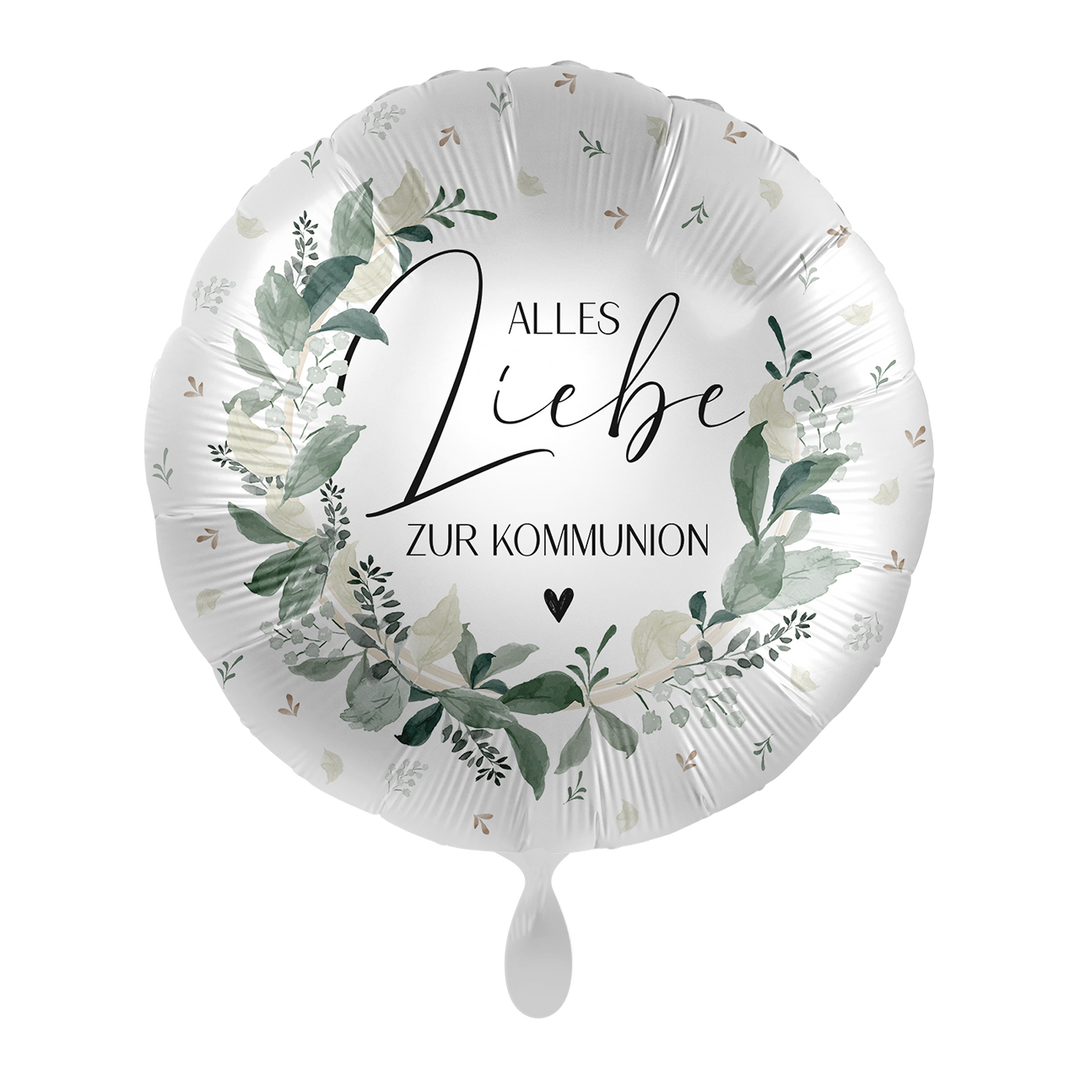 Ballon - Zur Kommunion - alles Liebe - ø43cm - Rund Eucalyptus