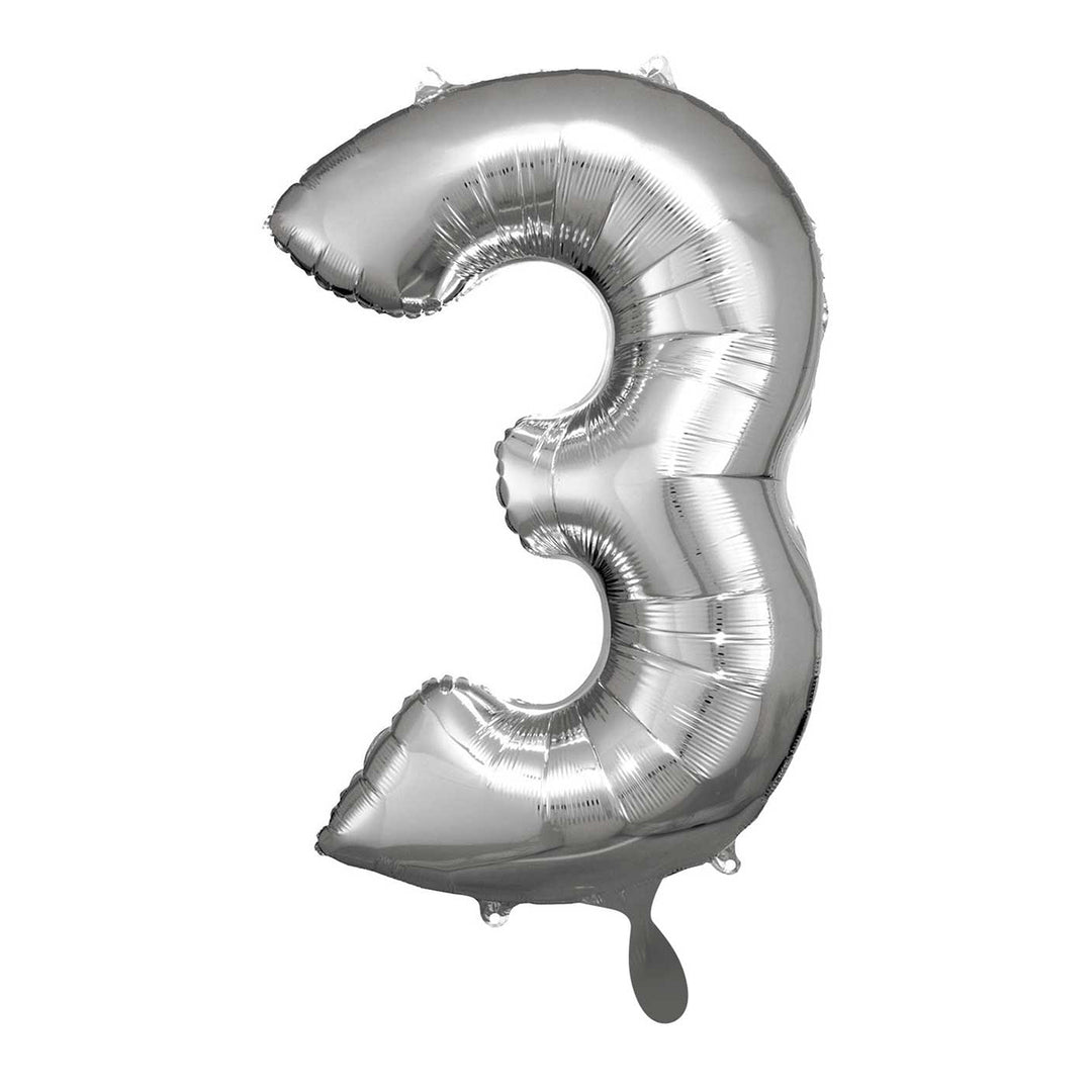 Ballon - Zahl 3 - Silber - 66cm