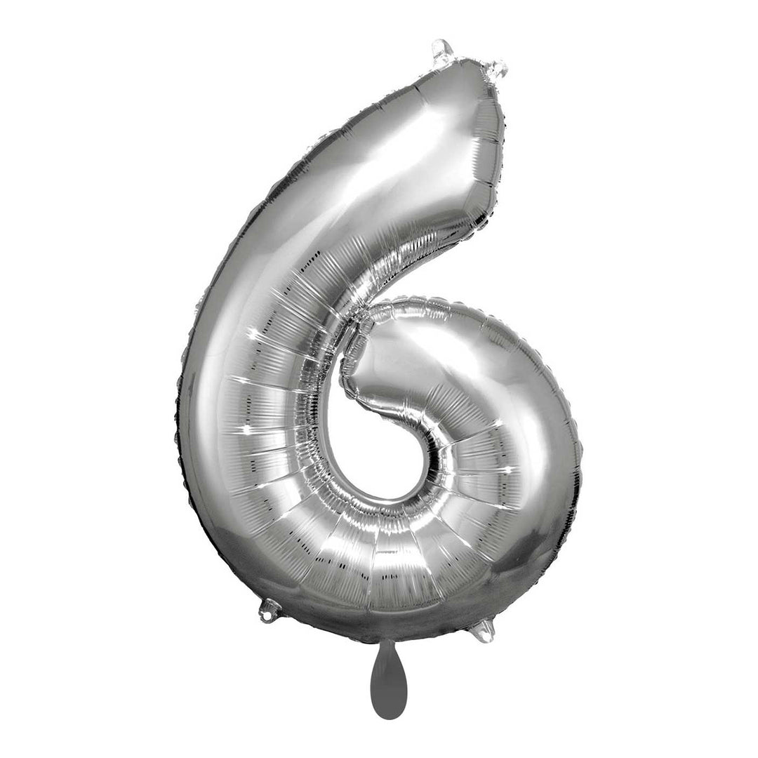 Ballon - Zahl 6 - Silber - 66cm