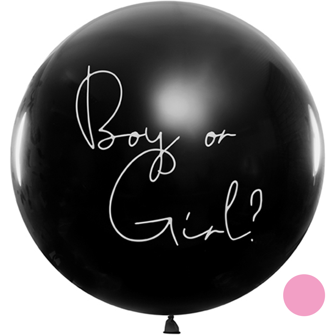 XXL Boy or Girl - Ballon Der perfekte Ballon für Ihre Babyshower Party! Überraschen Sie die Gäste mit dem Geschlecht Ihres Kindes. Wenn Sie den Ballon zerplatzen lassen, kommt rosa Konfetti heraus!