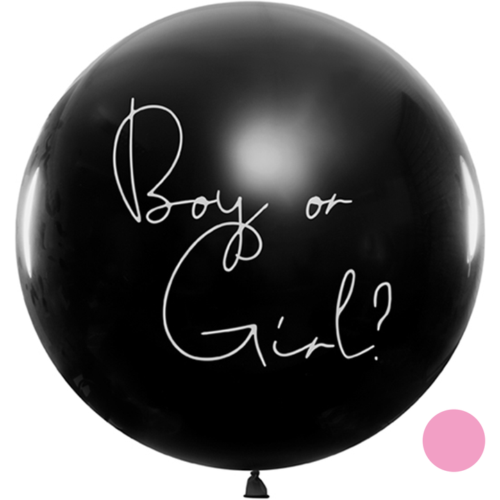 XXL Boy or Girl - Ballon Der perfekte Ballon für Ihre Babyshower Party! Überraschen Sie die Gäste mit dem Geschlecht Ihres Kindes. Wenn Sie den Ballon zerplatzen lassen, kommt rosa Konfetti heraus!