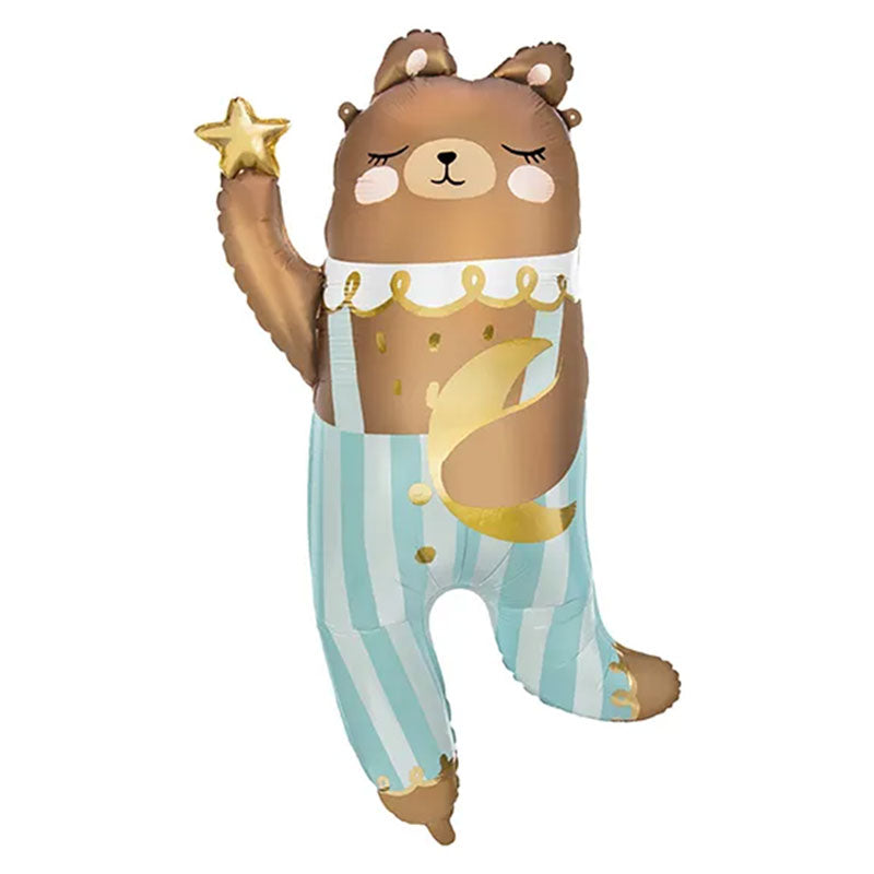 Bären Folienballon 🧸🌙 – 55 × 90 cm groß. Perfekt für Babyparty, Kindergeburtstag & Deko. Für Helium- oder Luftfüllung geeignet. Wiederverwendbar.