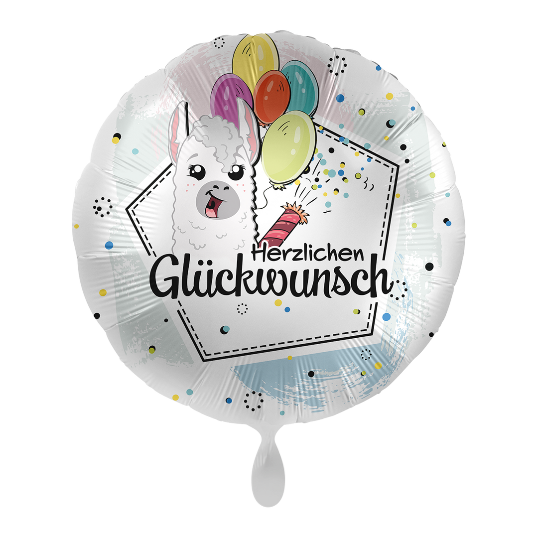 Ballon -Lama Glückwunsch - ø43cm - Rund