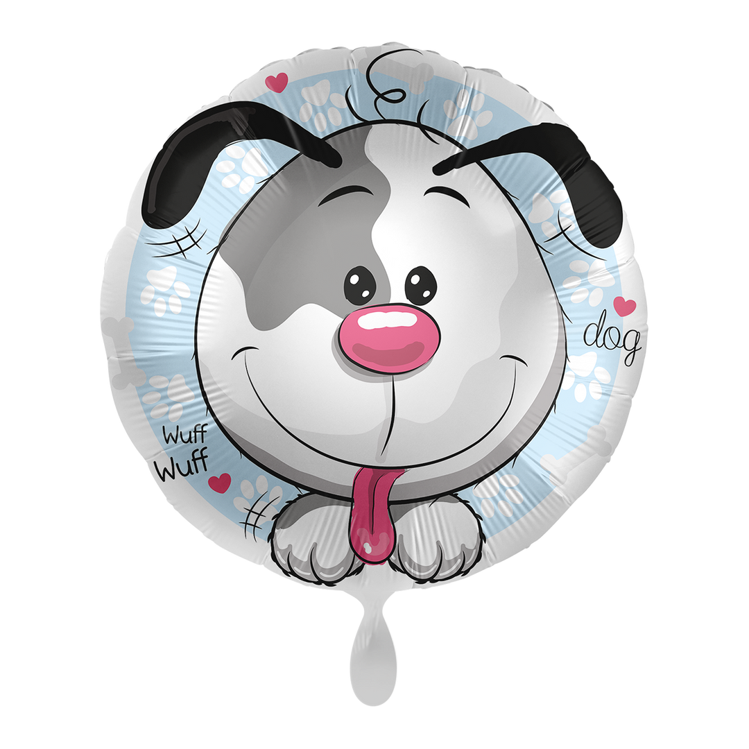 Ballon -  Schwarz Weißer Hund  -  ø43cm - Rund