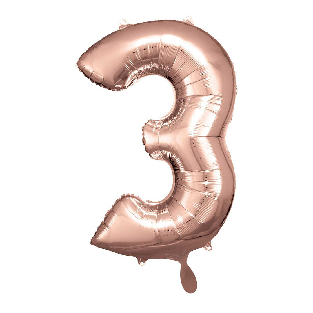Ballon - Zahl 3 - Rosegold - 66cm