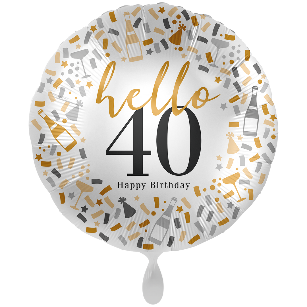 Ballon 40. Geburtstag mit Aufschrift 40, runder Geburtstag – Folienballon 71cm