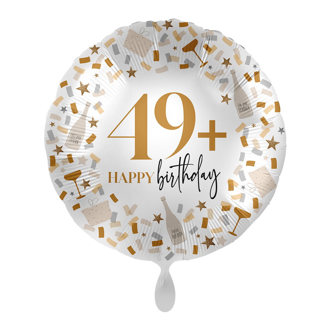 Ballon 40. Geburtstag mit Aufschrift 49+Happy Birthday