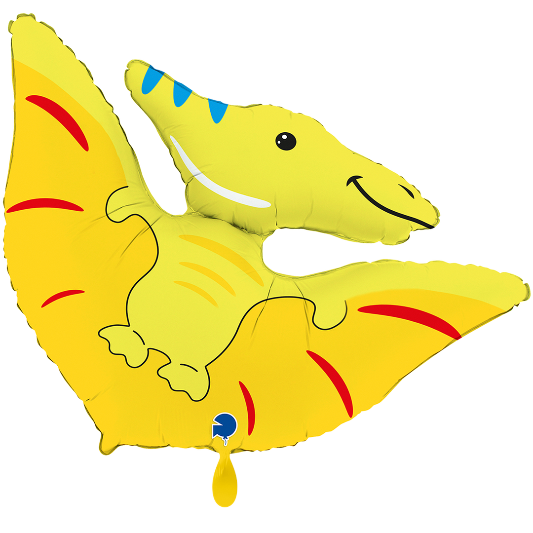 Ballon in gelb in Form eines Flugsauriers