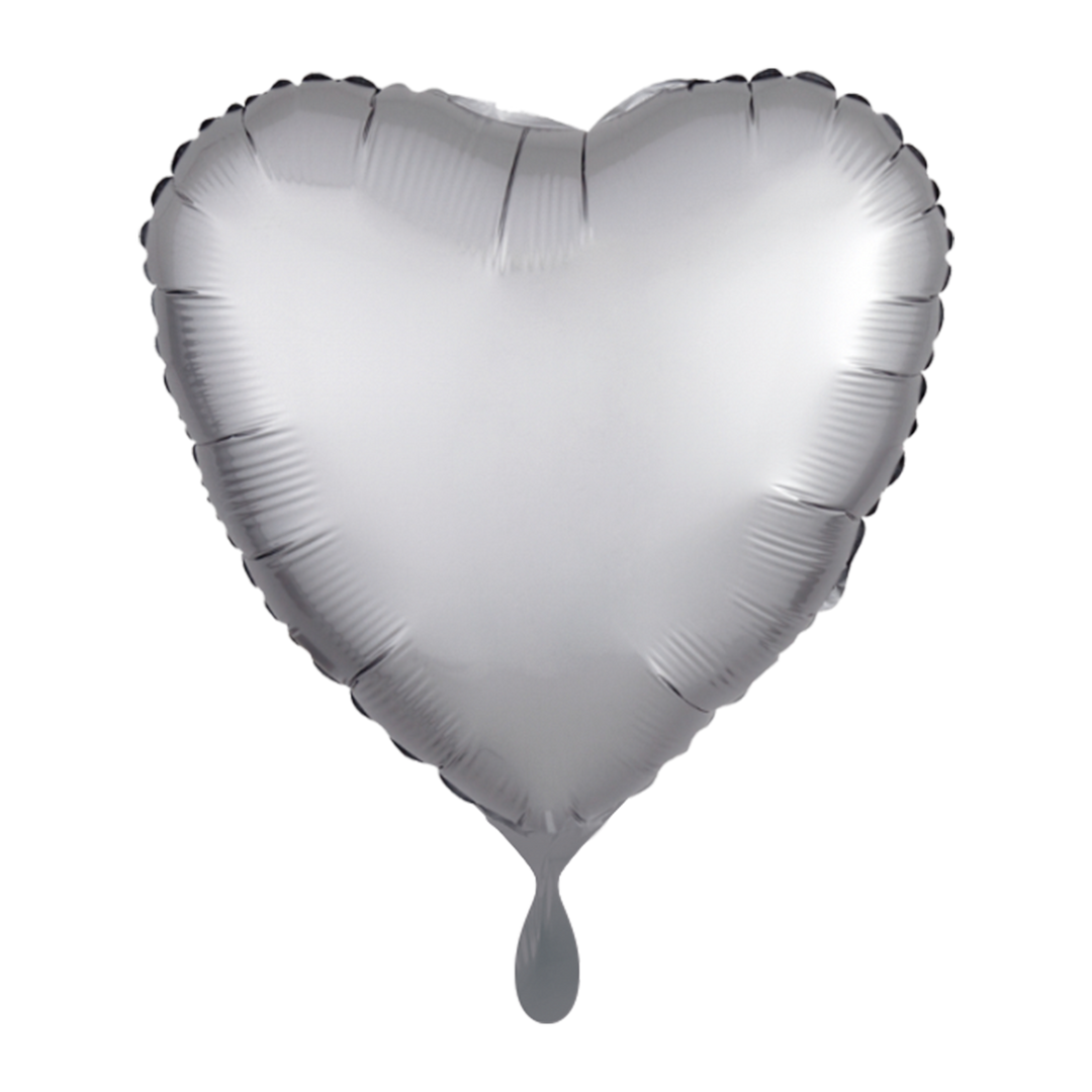 Ballon - Metallic silver- ø43cm - Herz