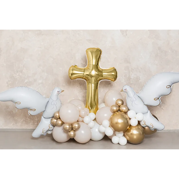 Ballon Kommunion Kreuz gold - Folienballon Höhe 91cm