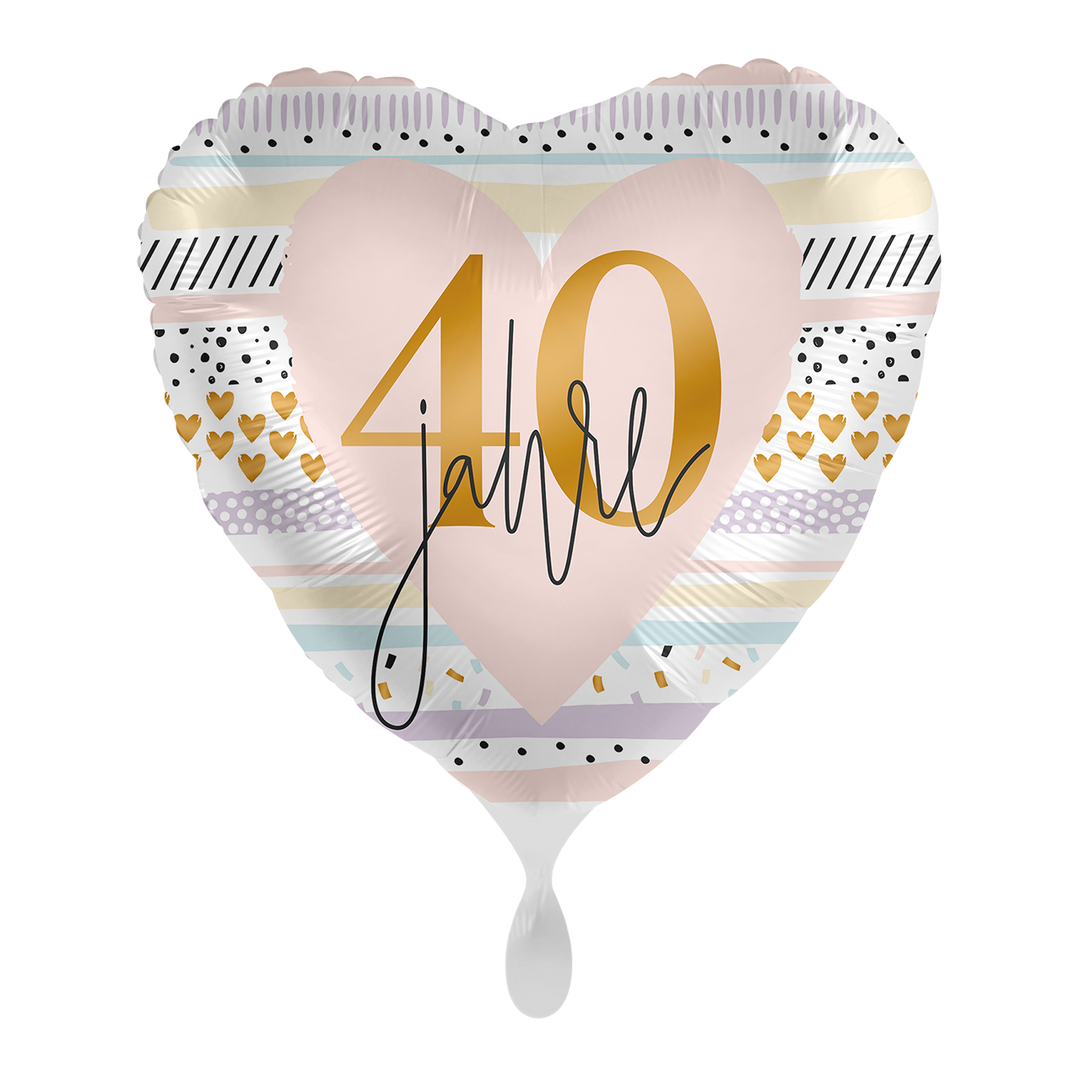 Folienballon - 43cm - 40 Jahre - Glückwunsch - Geburtstag - Heliumfüllung
