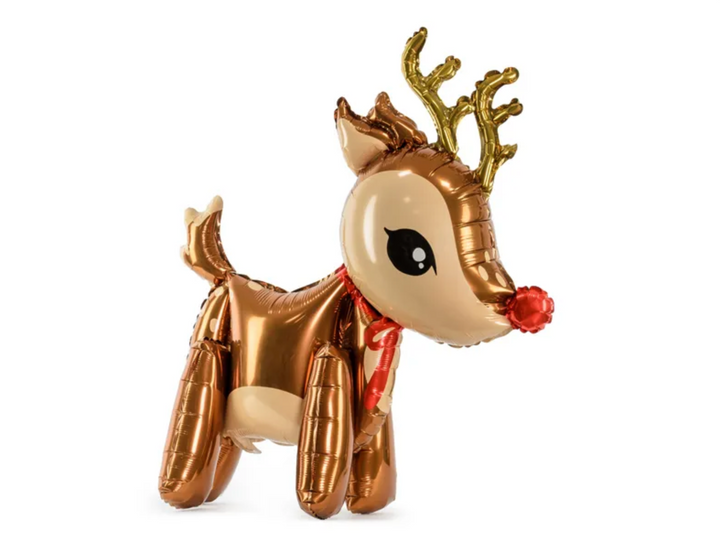 Folienballon - Rentier - 60cm - nur Luftfüllung - stehend unter dem Weihnachtsbaum