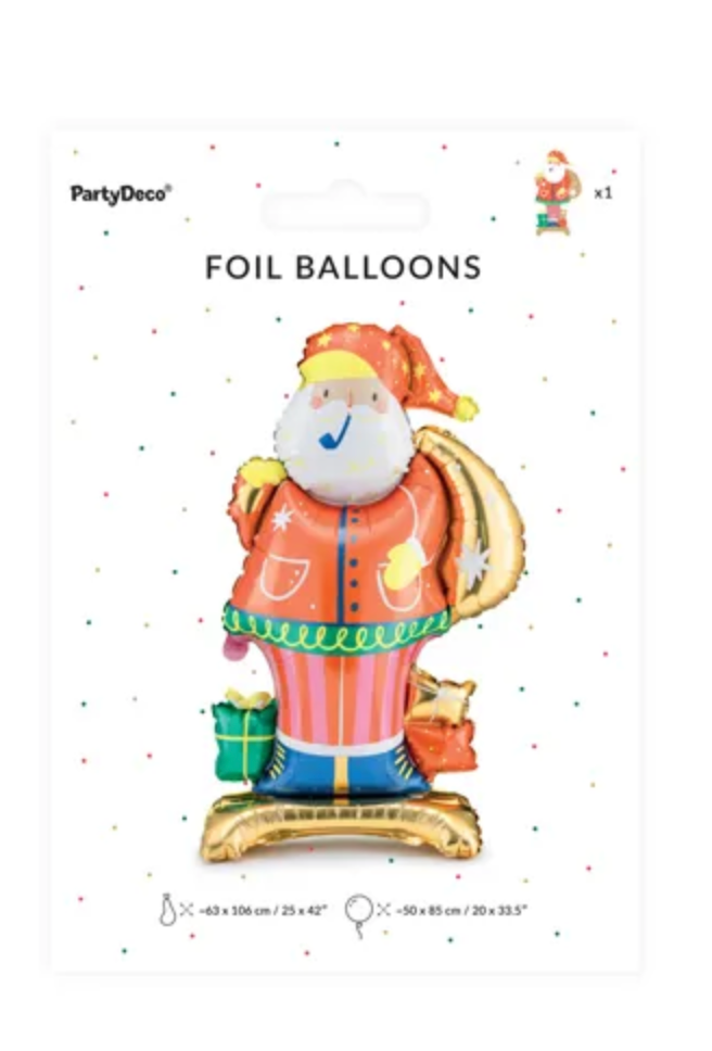 Folienballon - Weihnachtsmann - 63cm x106 cm - Nur Luftfüllung - Stehend