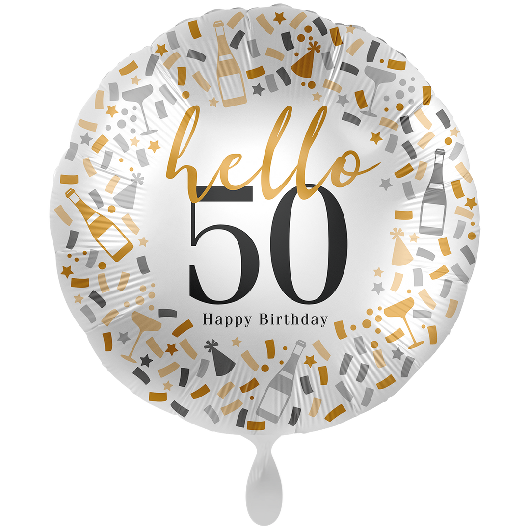 Ballon 50. Geburtstag mit Aufschrift 40, runder Geburtstag – Folienballon 71cm