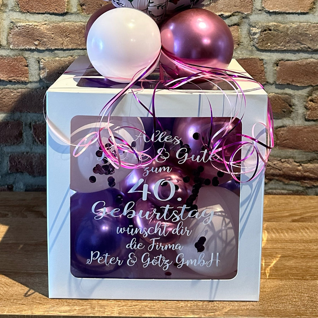Ballonbox - Geburtstag - Geldgeschenk - "Happy Birthday Blumen"