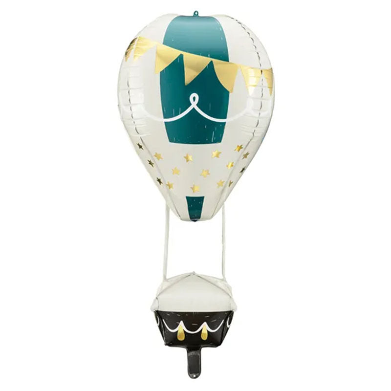 Heißluftballon Folienballon in Grün und Gold – 40 × 86 cm Deko Ballon