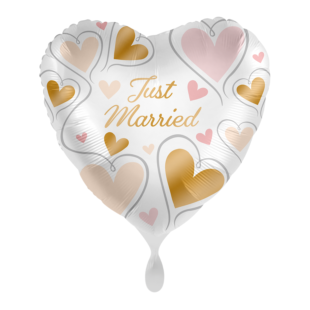 Hochzeitsballon – Just Married Herzballon – Folienballon 43 cm