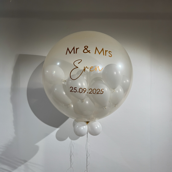 Pop Up Ballon zur Hochzeit – Platzballon mit Helium & kleinen Luftballons | personalisiert