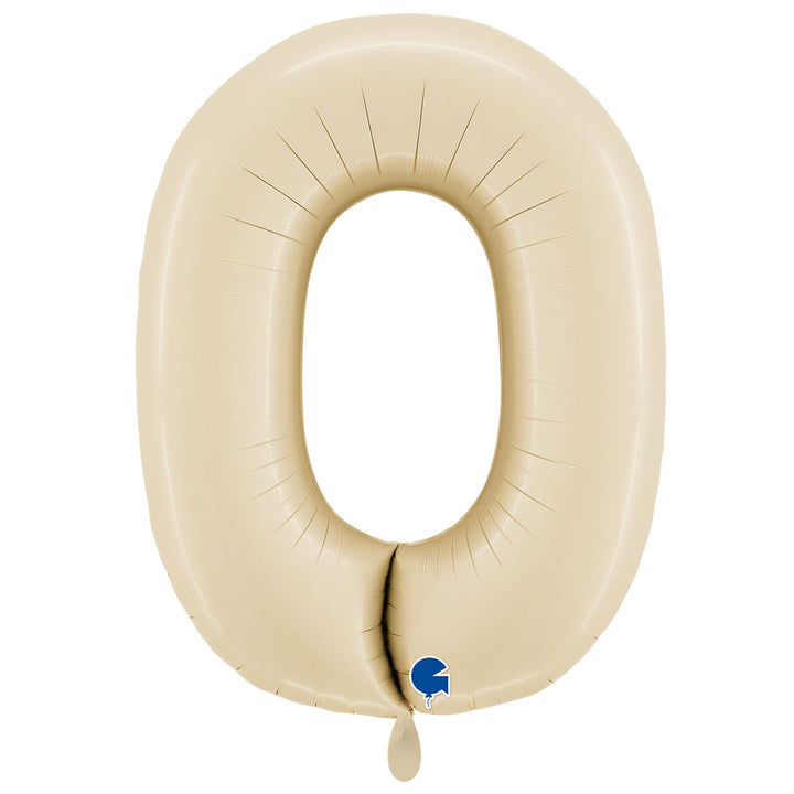 Großer Zahlenballon 0 in beige glänzend, 86 cm – ideal für Geburtstag, Jubiläum, Hochzeit oder Firmenfeier – mit Helium oder Luft befüllbar