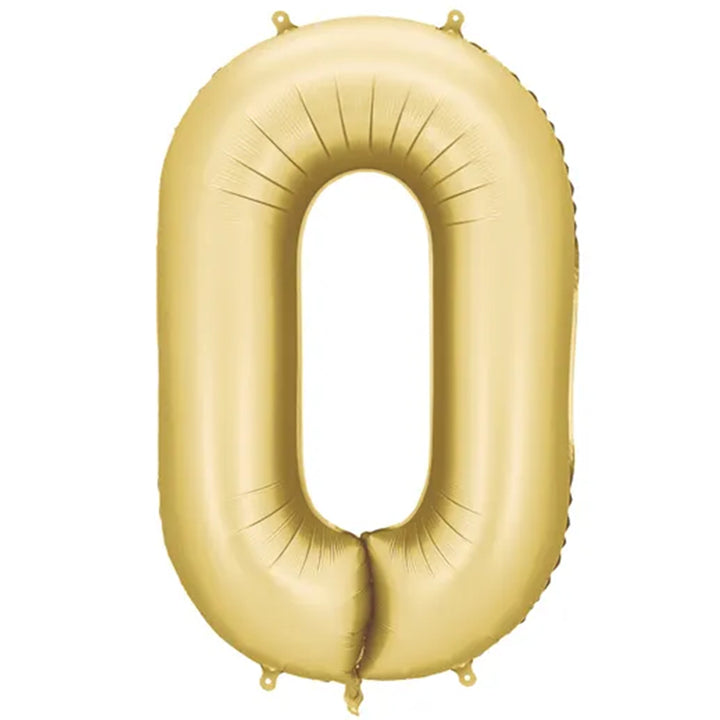 Großer Zahlenballon 0 in gold matt, 86 cm – ideal für Geburtstag, Jubiläum, Hochzeit oder Firmenfeier – mit Helium oder Luft befüllbar