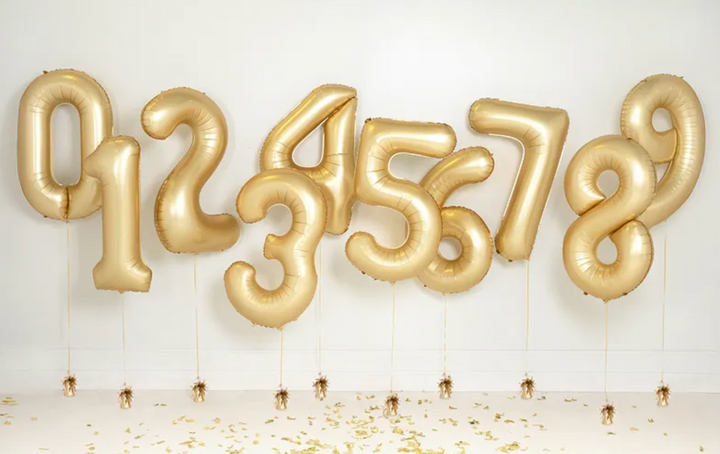 Großer Zahlenballon gold matt, 86 cm – ideal für Geburtstag, Jubiläum, Hochzeit oder Firmenfeier – mit Helium oder Luft befüllbar
