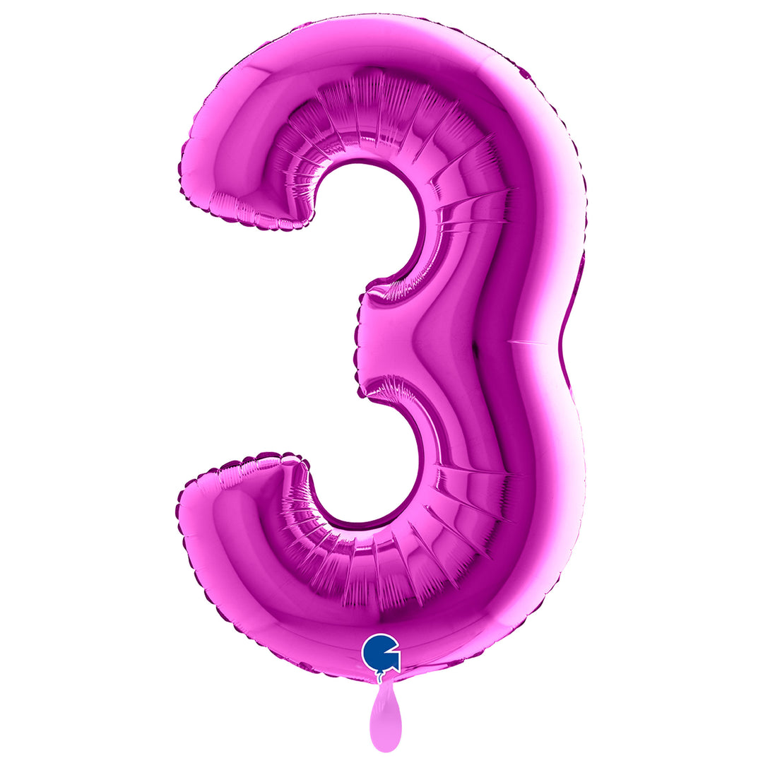 Zahlenballon lila Nummer 3