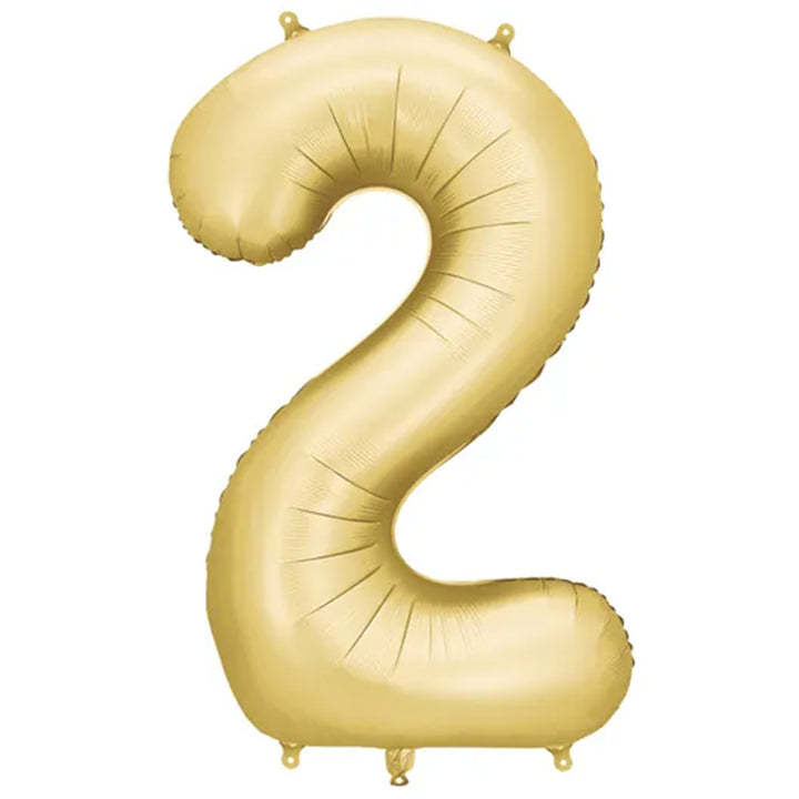 Zahlenballon - Gold satin - Zahl 2 - 86 cm