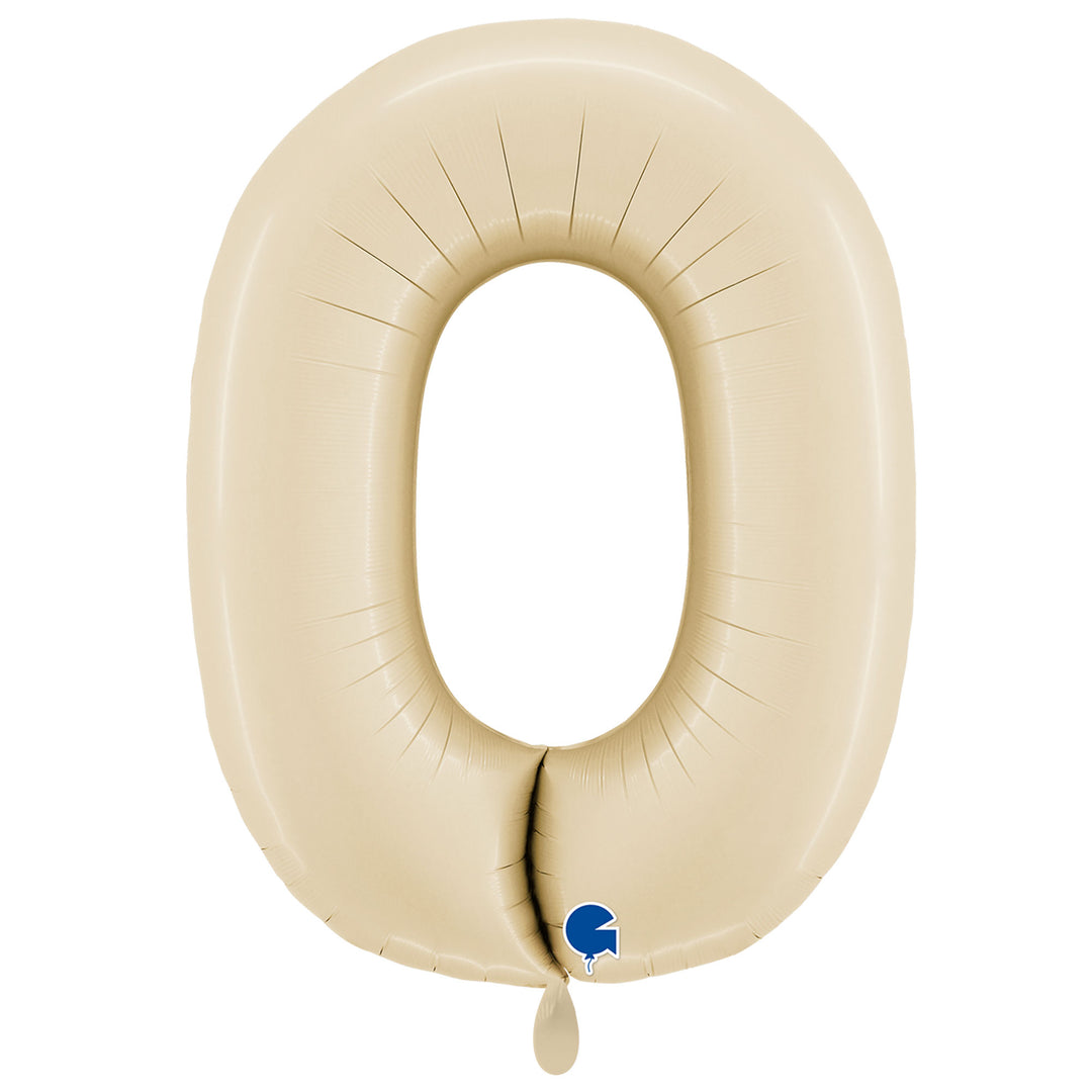 Großer Zahlenballon 0 in beige glänzend, 86 cm – ideal für Geburtstag, Jubiläum, Hochzeit oder Firmenfeier – mit Helium oder Luft befüllbar