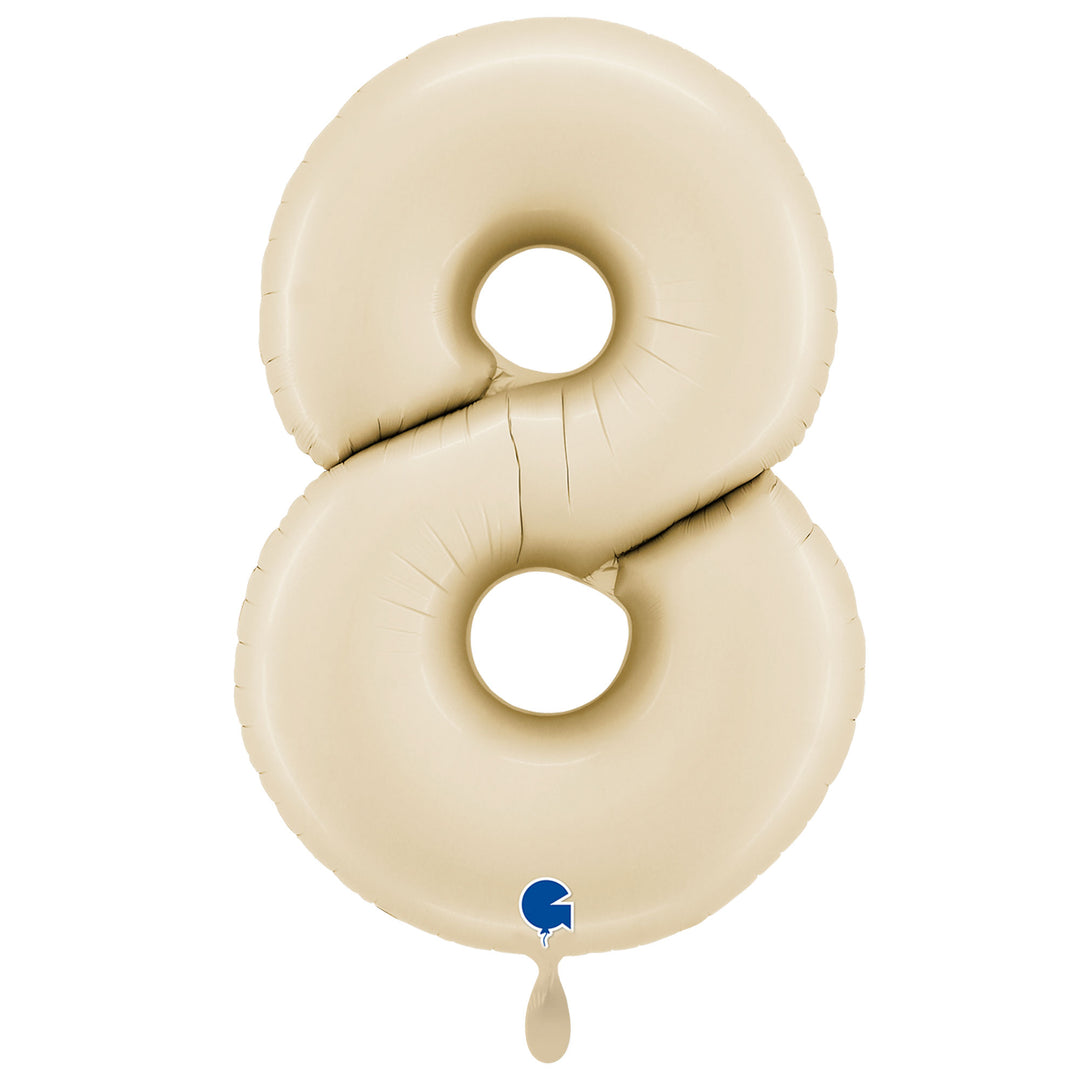 Großer Zahlenballon 8 in beige glänzend, 86 cm – ideal für Geburtstag, Jubiläum, Hochzeit oder Firmenfeier – mit Helium oder Luft befüllbar