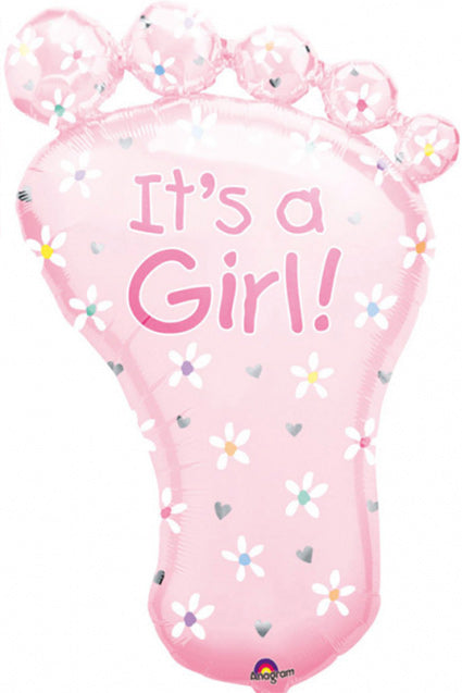 Ballon -Its a girl Füßchen -  ø81cm Endlich ist es soweit, das Baby ist da! Ein schöner Willkommensgruß oder Dekoration für die Babyparty.