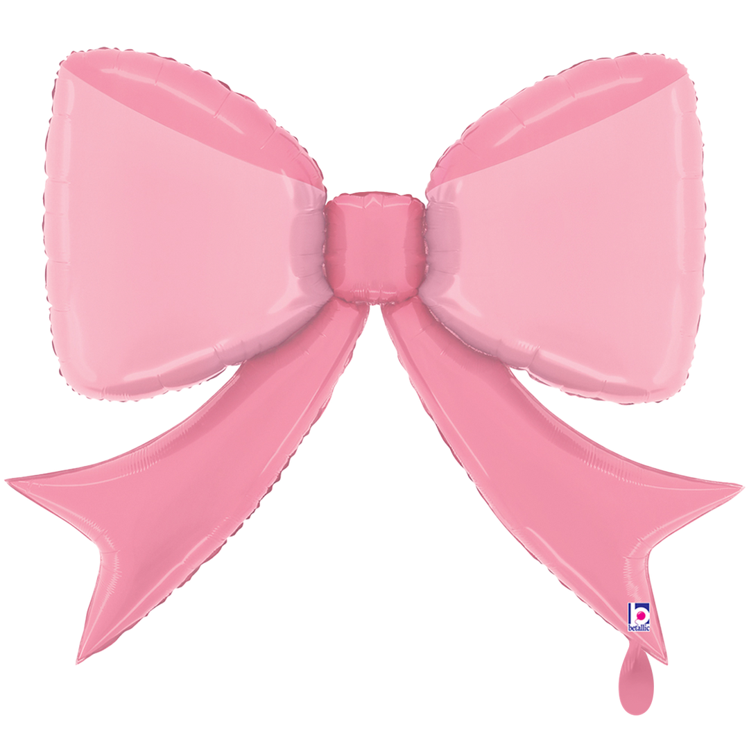 Großer rosa Schleifen-Folienballon in zartem Pastellrosa, 90 cm