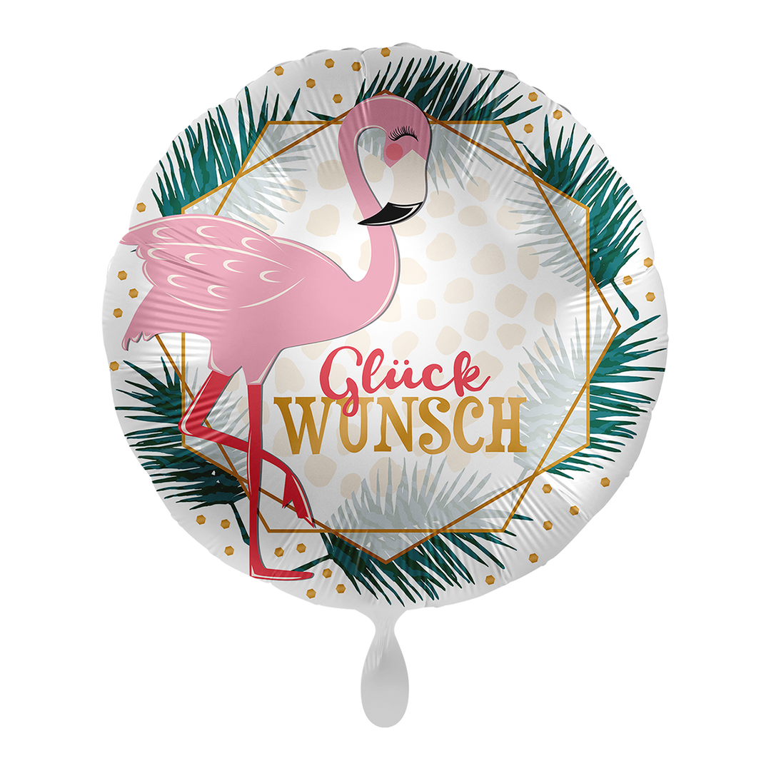 Ballon - Glückwunsch Flamingo -  ø43cm Rund