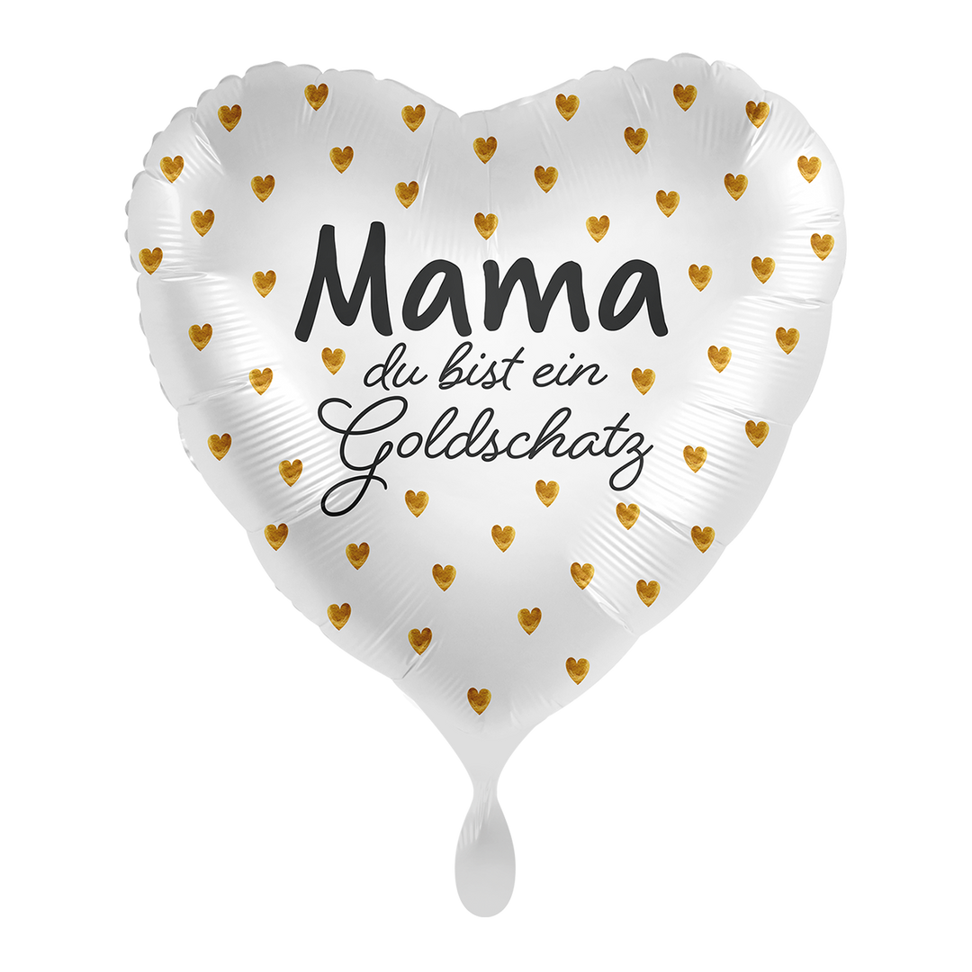 Ballon - Mama du bist ein Goldschatz  - ø43cm -  Herz 