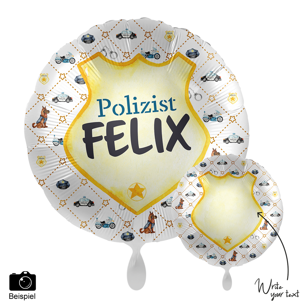 Ballon - Polizei  -  ø43cm - Rund 
