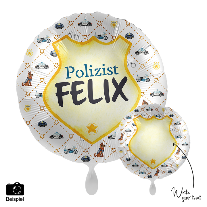Ballon - Polizei  -  ø43cm - Rund 