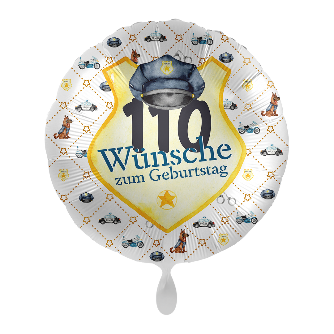 Ballon - Polizei 110  -  ø43cm - Rund