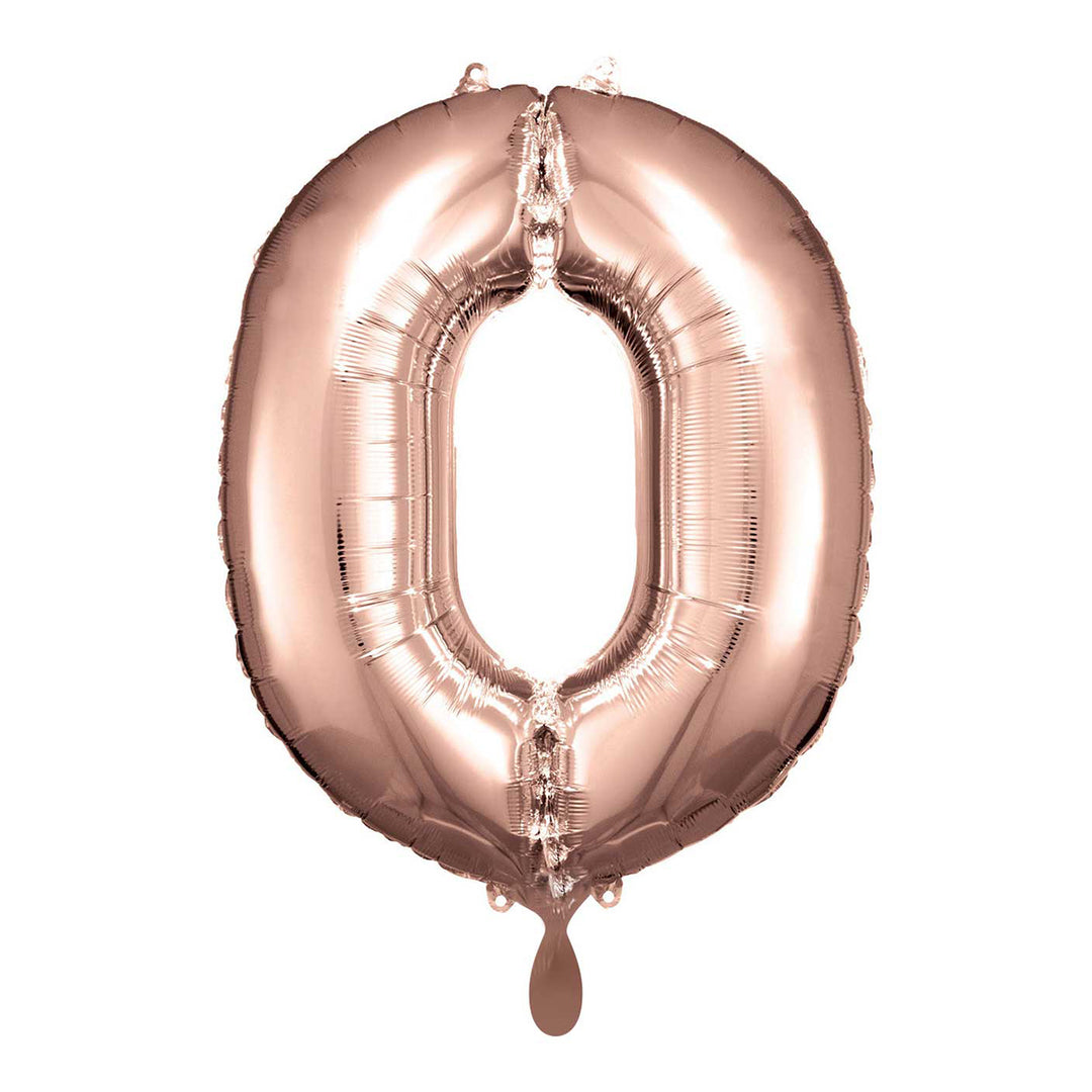 Ballon -  Zahl 0 - Rosegold - 66cm 