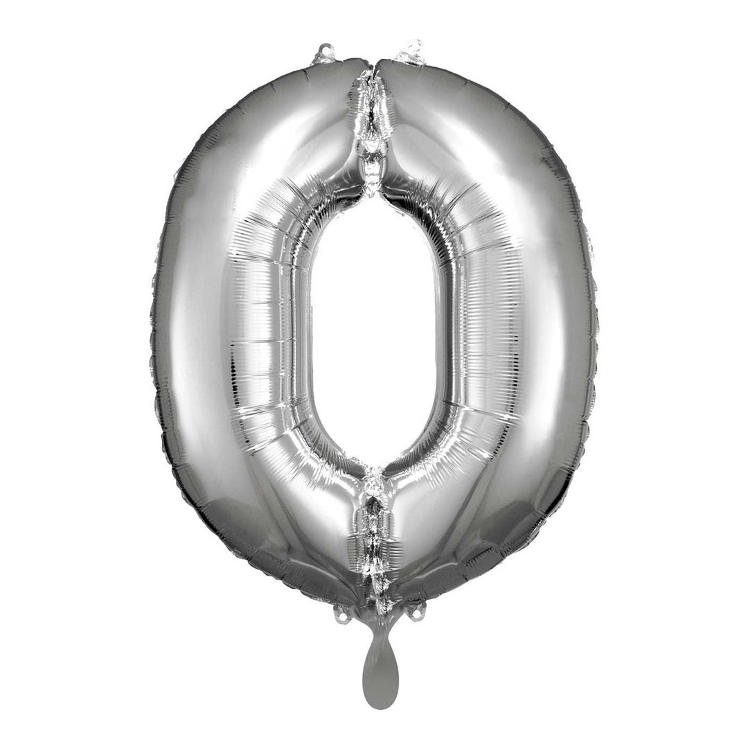 Ballon -  Zahl 0 - Silber  - 66cm 