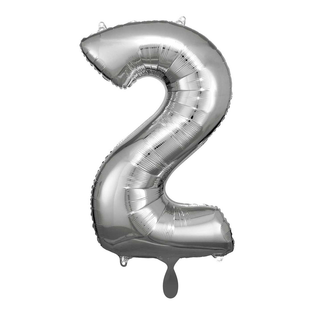 Ballon -  Zahl 2 - Silber  - 66cm 