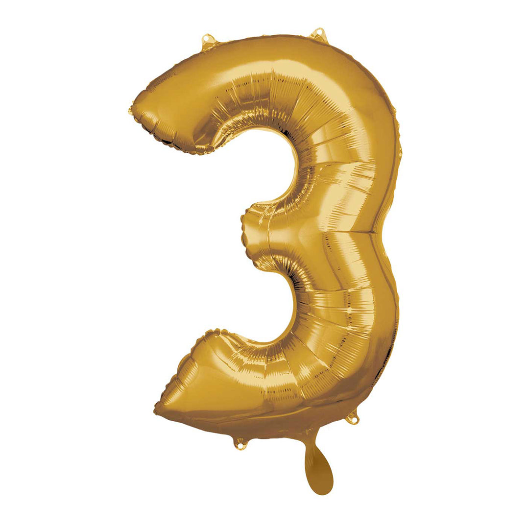 Ballon -  Zahl 3 - Gold - 66cm