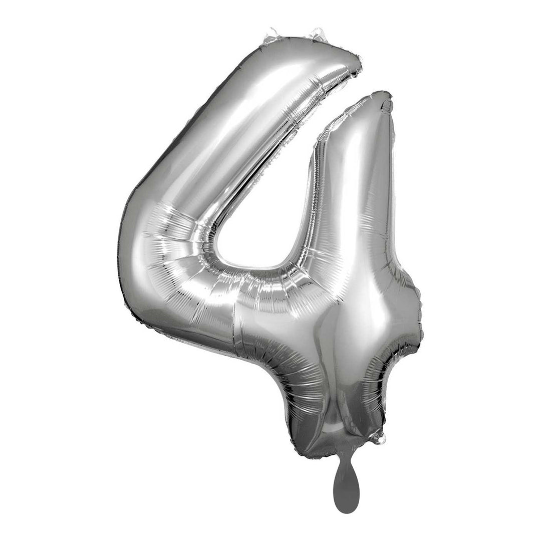 Ballon -  Zahl 4 - Silber  - 66cm 