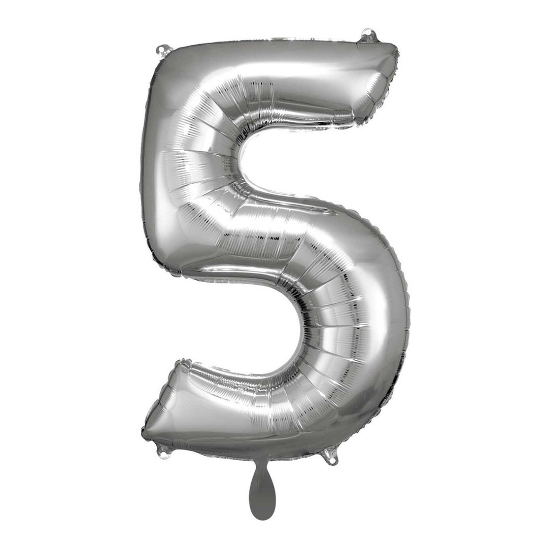 Ballon -  Zahl 5 - Silber  - 66cm 