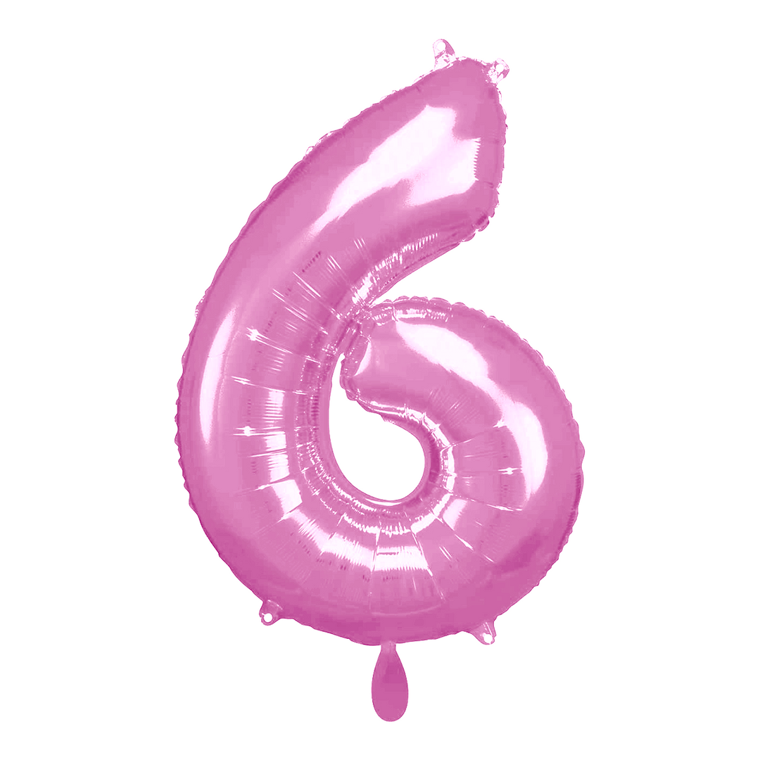 Ballon -  Zahl 6 - Pink  - 66cm