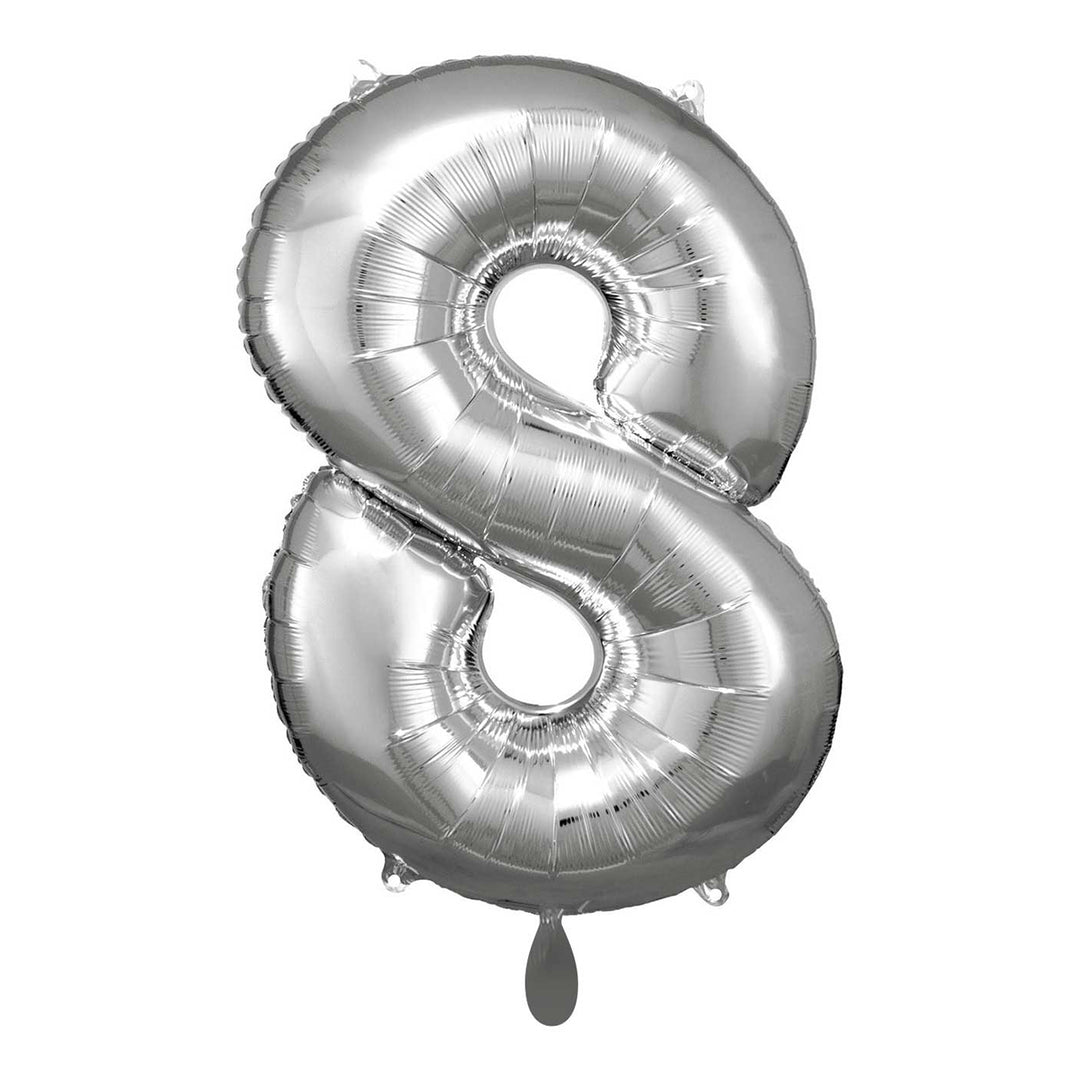 Ballon -  Zahl 8 - Silber  - 66cm 