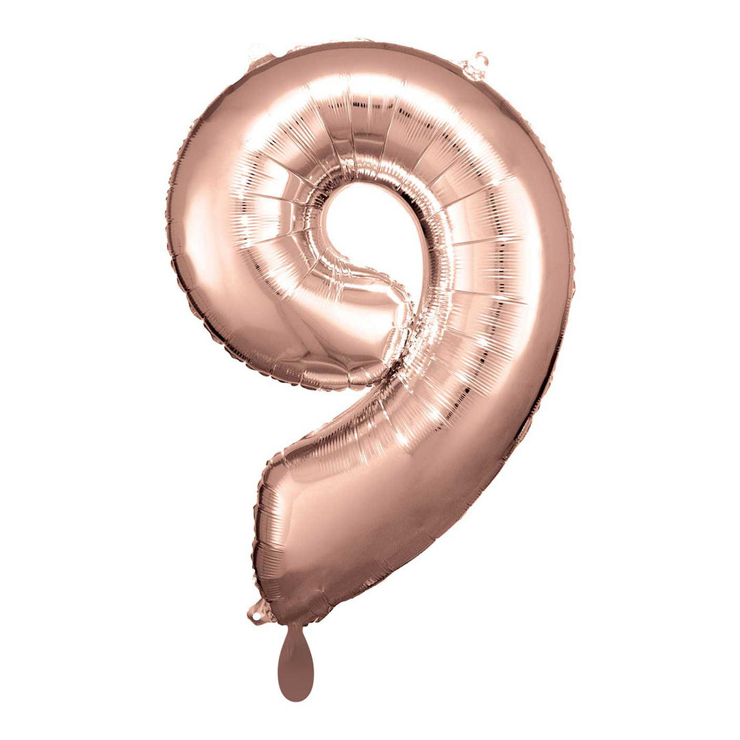 Ballon -  Zahl 9 - Rosegold - 66cm 