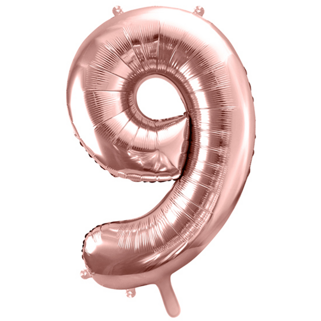 Ballon -  Zahl 9 - Rosegold - 86cm 