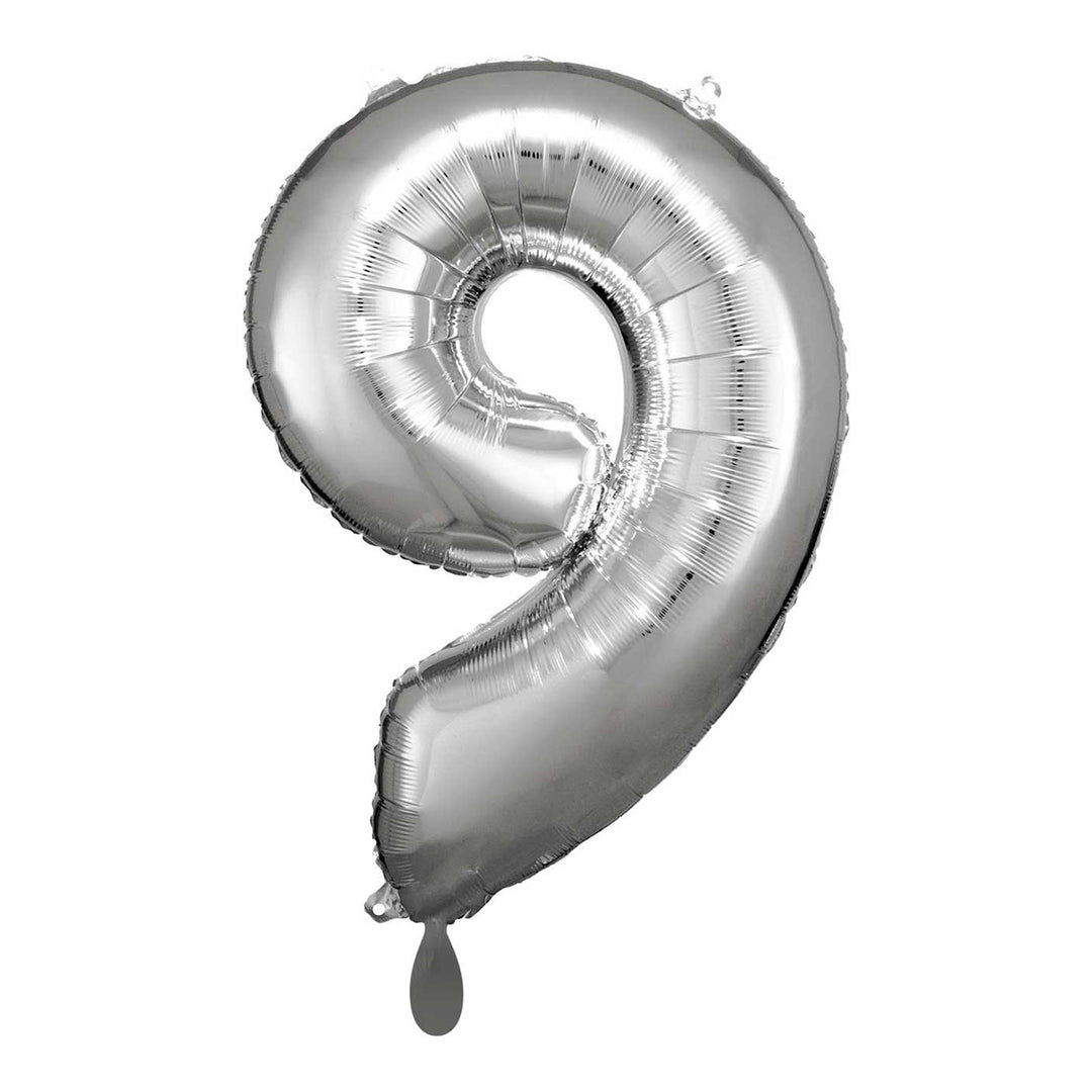 Ballon -  Zahl 9 - Silber  - 66cm 
