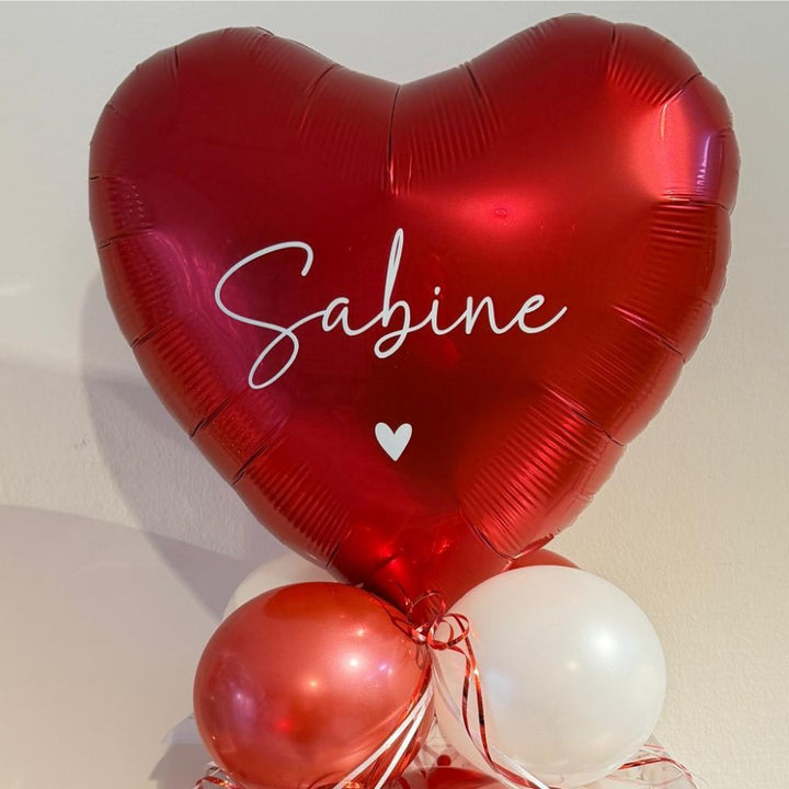 Ballonbox Geburtstag mit rotem Herzballon und personalisiertem Namen